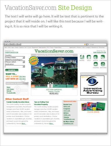 Vacationsaver.com Site Design